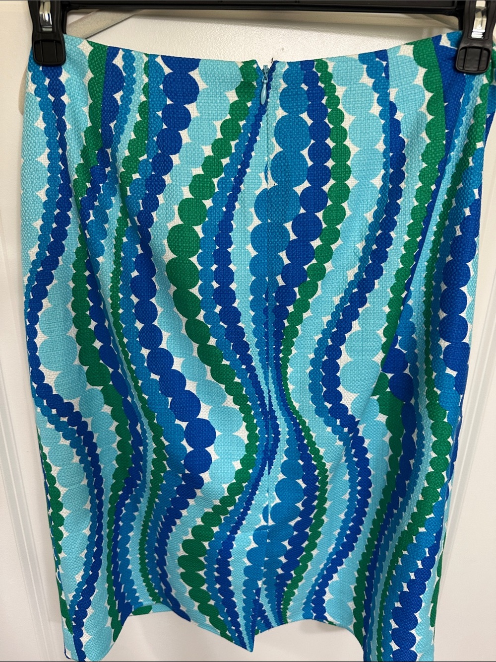 Talbots Women’s Teal, Royal Blue & Green Wave-Print Skirt- Size 12 - Picture 3 of 6